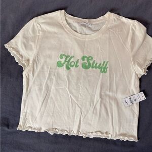 Ardene Cream Tee with Green Text/ large